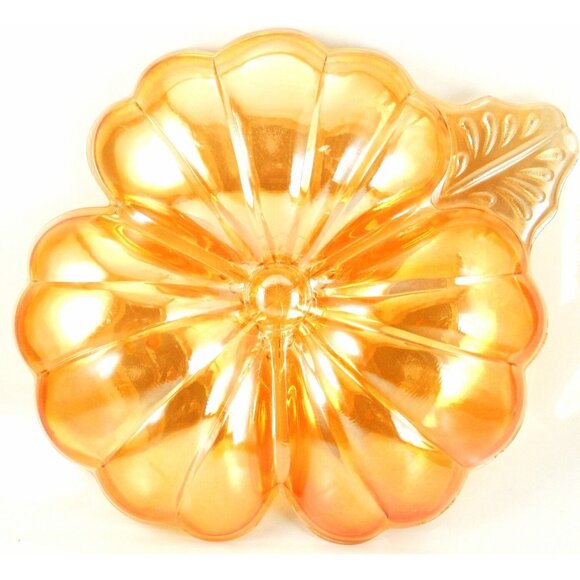Vintage Orange Carnival Glass 3-Section Candy Dish Relish Tray 7" Iridescent - Picture 3 of 6